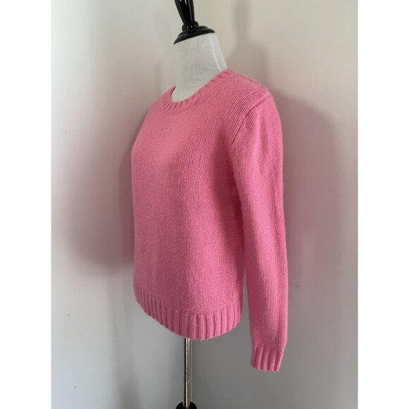 J CREW Fisherman Sweater S Wool Blend Bubblegum Pink Thick Knit Crew Neck - Picture 4 of 12
